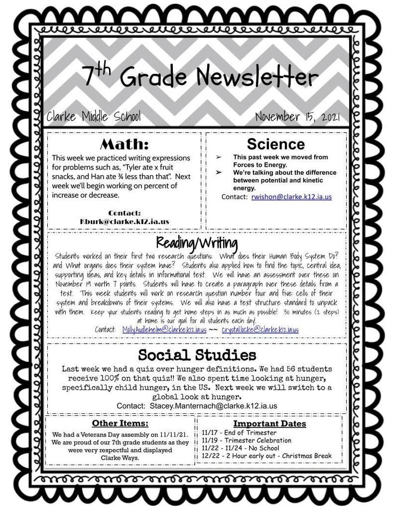 7th Grade News